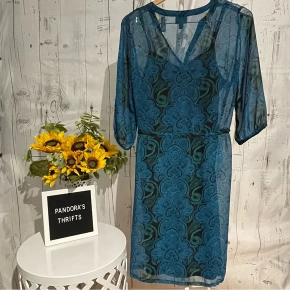 Mossimo sheer dress with black tank dress Sz M Preowned - Picture 2 of 7